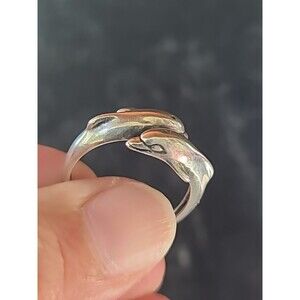 Kabana 925 Sterling Silver Dolphin Bypass Ring SIZE US 7.25 Vintage